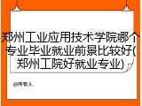 郑州工业应用技术学院哪个专业毕业就业前景比较好(郑州工院好就业专业)