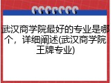 武汉商学院最好的专业是哪个，详细阐述(武汉商学院王牌专业)