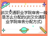 武汉交通职业学院宿舍一般是怎么分配的(武汉交通职业学院宿舍分配方式)