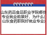 山东药品食品职业学院哪些专业就业前景好，为什么(山东食药职院好就业专业)
