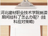 河北建材职业技术学院就读期间挂科了怎么办呢？(挂科应对策略)