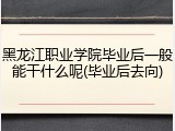 黑龙江职业学院毕业后一般能干什么呢(毕业后去向)