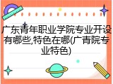 广东青年职业学院专业开设有哪些,特色在哪(广青院专业特色)