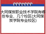 大同煤炭职业技术学院有哪些专业，几个校区(大同煤炭学院专业校区)