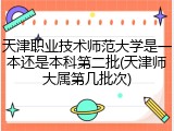 天津职业技术师范大学是一本还是本科第二批(天津师大属第几批次)