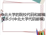 中北大学的院校代码和邮编是多少(中北大学代码邮编)
