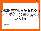 安徽财贸职业学院有几个校区,有多少人(安徽财贸校区及人数)