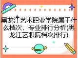 黑龙江艺术职业学院属于什么档次，专业排行分析(黑龙江艺职院档次排行)