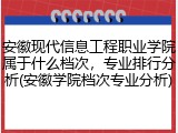 安徽现代信息工程职业学院属于什么档次，专业排行分析(安徽学院档次专业分析)
