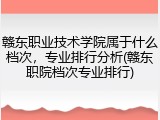 赣东职业技术学院属于什么档次，专业排行分析(赣东职院档次专业排行)