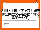 达州职业技术学院共开设有哪些类型奖学金(达州职院奖学金种类)
