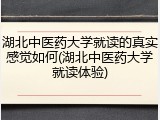 湖北中医药大学就读的真实感觉如何(湖北中医药大学就读体验)