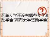 河海大学开设有哪些奖学和助学金(河海大学奖助学金)