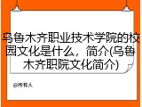 乌鲁木齐职业技术学院的校园文化是什么，简介(乌鲁木齐职院文化简介)