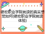 德宏职业学院就读的真实感觉如何(德宏职业学院就读体验)