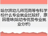 哈尔滨幼儿师范高等专科学校什么专业就业比较好，原因是啥(哈幼专优势专业就业分析)
