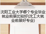 沈阳工业大学哪个专业毕业就业前景比较好(沈工大就业前景好专业)