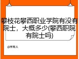 攀枝花攀西职业学院有没有院士，大概多少(攀西职院有院士吗)