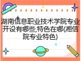 湖南信息职业技术学院专业开设有哪些,特色在哪(湘信院专业特色)