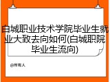 白城职业技术学院毕业生就业大致去向如何(白城职院毕业生流向)