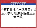 松原职业技术学院是国家重点大学吗(松原职院是重点大学吗)