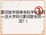 漯河医学高等专科学校是双一流大学吗?(漯河医专双一流？)