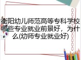 衡阳幼儿师范高等专科学校哪些专业就业前景好，为什么(幼师专业就业好)