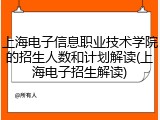 上海电子信息职业技术学院的招生人数和计划解读(上海电子招生解读)