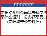 安阳幼儿师范高等专科学校是什么级别，公办还是民办(安阳幼专公办性质)