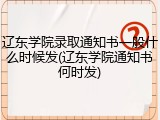 辽东学院录取通知书一般什么时候发(辽东学院通知书何时发)