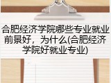 合肥经济学院哪些专业就业前景好，为什么(合肥经济学院好就业专业)