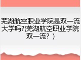芜湖航空职业学院是双一流大学吗?(芜湖航空职业学院双一流？)