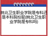 皖北卫生职业学院是专科还是本科院校呢(皖北卫生职业学院是专科吗)