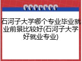 石河子大学哪个专业毕业就业前景比较好(石河子大学好就业专业)