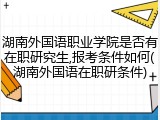 湖南外国语职业学院是否有在职研究生,报考条件如何(湖南外国语在职研条件)