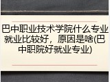 巴中职业技术学院什么专业就业比较好，原因是啥(巴中职院好就业专业)