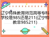 辽宁特殊教育师范高等专科学校是985还是211(辽宁特教非985211)