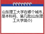 山东理工大学在哪个城市，是本科吗，第几批(山东理工大学简介)