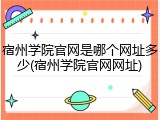 宿州学院官网是哪个网址多少(宿州学院官网网址)