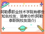 阿勒泰职业技术学院有哪些知名校友，简单分析(阿勒泰职院校友简介)