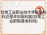 甘肃工业职业技术学院是专科还是本科院校呢(甘肃工业职院是专科吗)