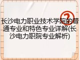 长沙电力职业技术学院的普通专业和特色专业详解(长沙电力职院专业解析)