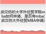 武汉纺织大学外经贸学院mba如何申请，是否有mba(武汉纺大外经贸MBA申请)