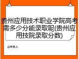 贵州应用技术职业学院高考需多少分能录取呢(贵州应用技院录取分数)