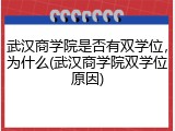武汉商学院是否有双学位，为什么(武汉商学院双学位原因)