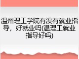 温州理工学院有没有就业指导，好就业吗(温理工就业指导好吗)
