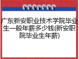 广东新安职业技术学院毕业生一般年薪多少钱(新安职院毕业生年薪)