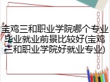 宝鸡三和职业学院哪个专业毕业就业前景比较好(宝鸡三和职业学院好就业专业)