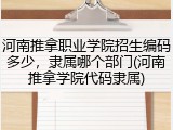 河南推拿职业学院招生编码多少，隶属哪个部门(河南推拿学院代码隶属)