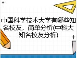 中国科学技术大学有哪些知名校友，简单分析(中科大知名校友分析)